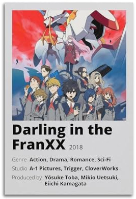 xze Anime-Poster, Motiv: Darling In The Franxx Code, Wandkunst, Leinwand, Poster, Raumdekor, 30 x 45 cm, ungerahmter Stil