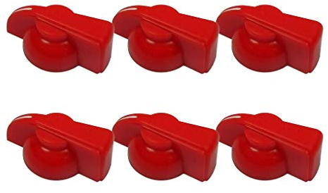 FLEOR 6pcs Red Plastic Guitar Amplifier Knobs Big Size Chicken Head Guitar Effect Pedal Knobs