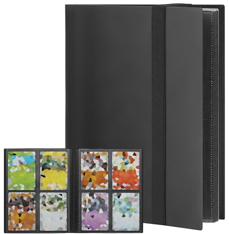 TCGUARD Sammelkarten Album für Sammelalbum Karten mit 160 Karten Kapazität, Elastischer Gurt mit DIY Aufkleber für Jugendlichen als Geschenk für Geburtstage und Weihnachten etc. Schwarz