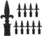 ZXNhome 10 Stück Metall-Dreizack-Zaun-Endstücke, passend für 2,5 cm – Fleur de Lis Aluminiumlegierung, schwarze Spitzenkappen, Speerspitzen, Pfostenkappen für Hof, Garten, Rasen, Eisen, Lattenzaun