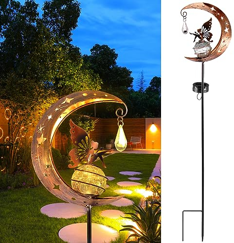 Lampe solaire lune pour extérieur, décoration de jardin et terrasse étanche avec piquet de terre