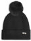 KARL LAGERFELD Damen Gerippte Sonnenbrillennadel und Fellbommel Beanie-Mütze, Schwarz, Einheitsgröße