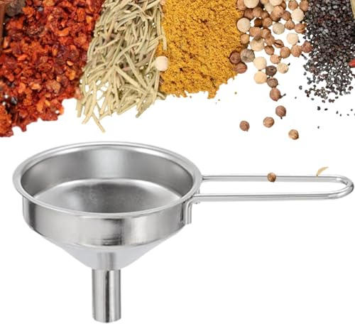 Petit entonnoir pour la cuisine en métal, entonnoir avec poignée en sangle, entonnoir, petit entonnoir pour bouteilles en acier inoxydable, entonnoir en acier inoxydable pour remplir les