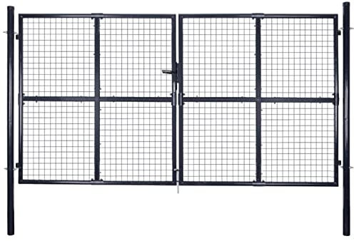 Sufrk Puerta de Malla de jardín Puertas de Exterior Valla Metalica Exterior Puerta de jardín Acero galvanizado Gris 289x200 cm