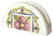 Serviettenhalter aus Keramik Serviettenhalter für Zuhause Bar Restaurant Pizzeria Pub Dekor Mediterraner Druck 13 * 7 cm (weiße rosa Blume)