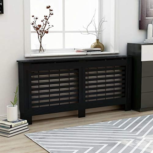 Slatted Radiator Cover Radiator Cover, Black 172x19x81 cm MDF