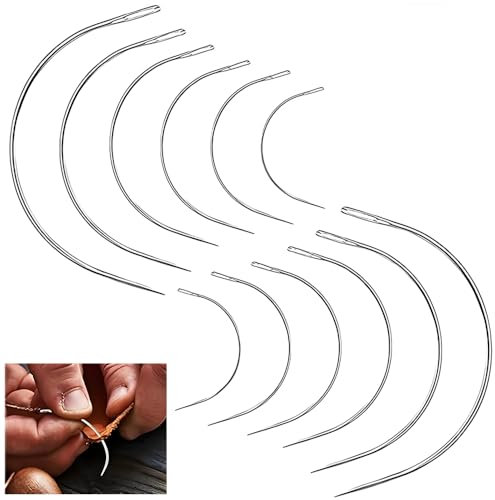 Gebogene Nadel, C Polsternadeln Gebogene Nadeln, Mehrere Stile Nähnadeln Leder Nähgarn Sattlernadeln, Polsterernadeln gebogen ST 2, 2.5, 3, 3.5, 4, 5, Silberfarbig