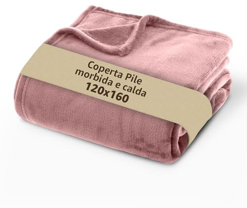 SONIT - Plaid Divano in Pile per Divano e Letto Singolo - Coperta in Pile Autunnale e Invernale - Coperta 120x160 cm - Plaid Singolo Cipria