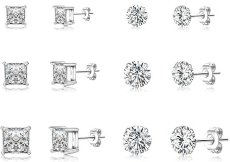 PABBEU 6 Paar Ohrstecker Silber 925 Damen Hypoallergen Ohrstecker Silber 5A+ Zirkonia Klein Ohrringe silber Zierlicher Knorpel Silber Ohrringe Damen 925 Mädchen Set