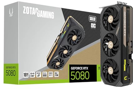 ZOTAC Gaming GeForce RTX 5080 Solid OC DLSS 4 16GB GDDR7 256-bit 30Gbps PCIE 5.0 Gaming Graphics Card, IceStorm 3.0 Advanced Cooling, Spectra 2.0 ARGB Lighting, ZT-B50800J-10P