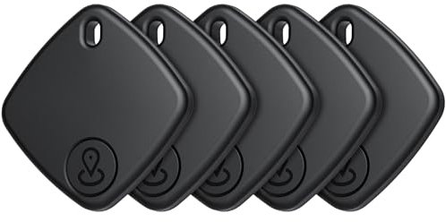 Air Tracker Tag 5 Pezzo, Smart Tracker Compatibile con Apple Dov'è (Solo iOS), Localizzatore con Cordino/Portachiavi, Trova Oggetti per Valigie/Chiavi/Bagagli/Portafogli, Batteria Sostituibile