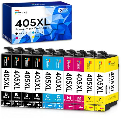 Fooylen 405XL Druckerpatronen Kompatibel für Epson 405 XL Multipack Patronen für Workforce Pro WF-4820 WF-3820 WF-4830 WF-3825 WF-4825 WF-7840 WF-7830 WF-7835 Drucker (10er-Pack)
