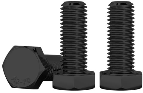 Drenky Pernos De Cabeza Hexagonal M10 X 20mm Acero Inoxidable A2 V2A Tornillo Metrica DIN 933 Roscado Completo Tornillos Para ConstruccióN MetáLica, Automotriz, Maquinaria, Negro, 10 Piezas