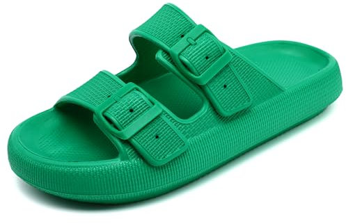 Waysoland Cozyslides Original Damen Herren,Wolkenschuhe Damen Sandalen Wolken mit Verstellbaren Schnallen Rutschfest Schnell Trocknend Super Bequeme Dicke Sohle Airfoot(Grün,40/41 EU)