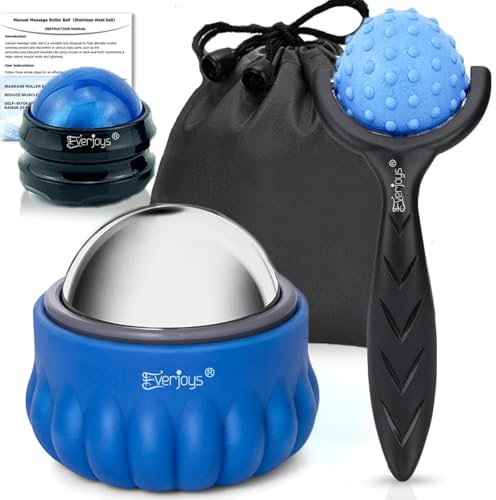Massage Ball Roller Set– Ice Cold and Hot for Deep Tissue and Sore Muscle Relief of Stiffness and Stress, Body, Neck, Back, Face, Eyes,Plantar, Foot