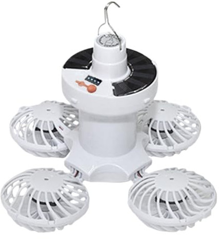 Ventilador De Techo Con Luz - Ventilador Solar Para Pérgolas | Lámpara Plegable Forma De Balón Con Gancho Para Casa Terraza Garaje Jardín Granero Tienda Camping