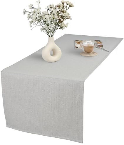 invitta Tischläufer 40x80 cm Grau Baumwolle Polyester Mischung 230 g/m2 - Hochwertig, Elegante Leinenoptik, Fleckenschutz Cotton Tischtuch mit Lotuseffekt, Pflegeleicht, O1-P130