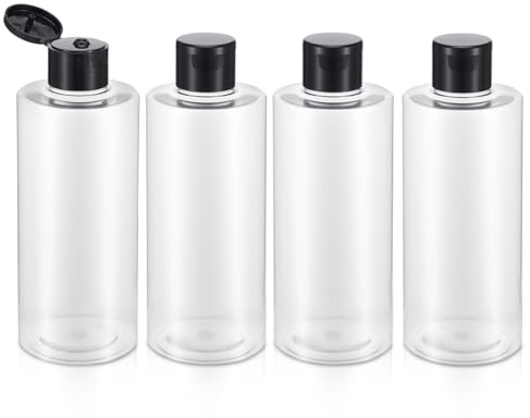 FNANJWQ 250ML Leere Spender Plastikflasche Set Reiseflaschen Set mit Flip Cap Leerer Spenderbehälter für Reisegröße Kosmetika Shampoo- und Conditioner-Flaschen (4 Stück)