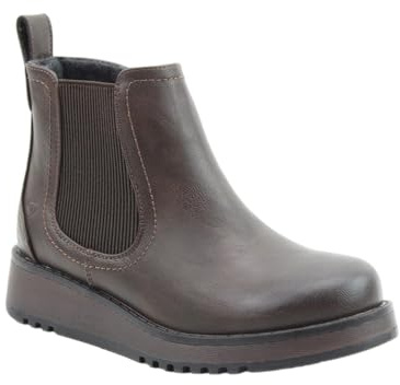 Heavenly Feet New Rolo 2 Ankle Boots Casual Stylish Vegan Leather Chelsea Boot With Side Zip and Wedge Heel (Chocolate, UK Footwear Size System, Adult, Women, Numeric, Medium, 6)