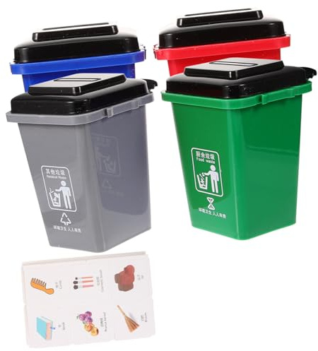 HEALSOPTHY Cubos de Basura para Juguete Educativo de Clasificación de Residuos Cubos de Reciclaje de Colores Simulación de Papeleras para Aprendizaje Ambiental Accesorio Seguro y Resistente