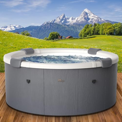 BRAST Whirlpool MSpa Denver mit Fester Außenwand | Ø182x70cm | LED-Beleuchtung mit 20 Farben für 6 Personen, 130 Massagedüsen, Ganzjähriger Einsatz Winterfest, In & Outdoor Pool