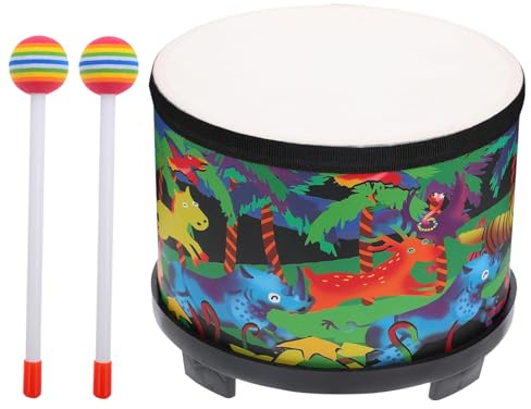 Uoqpty Kinder Trommel,20 cm Musikinstrumente für Kleinkinder | Holz Klangspiel Sensorisches Lernspielzeug Kinder Musikinstrument mit 2 Schlägeln | für Weihnachten