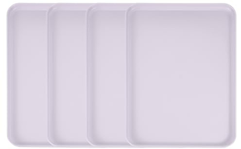 QUARKZMAN 4 Stücke Servier Tabletts 38 x 27 cm Essens Tabletts Hell Lila | Plastik, Rechteckige, Für Küche Restaurant Café, Obst Burger Mittagessen Dessert