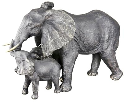 Brillibrum Design Elefantenfigur Deko-Skulptur – Symbol für Geborgenheit – Kunstharz 27x40x19 cm, Elefant Mutter-Kind Motiv