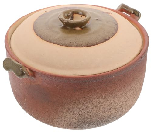 Veemoon Cocotte en Terre Cuite 2,5l avec Poignée, Pot de Cuisson Maison Étanche, pour Mijoter, Braiser et Cuire Soupes, Marmites et Plats Traditionnels, Résistant la Chaleur, Ustensile