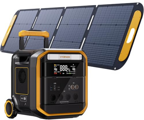 VTOMAN FlashSpeed Pro 3600 Generador Solar Portátil con 200WPro Panel Solar | Estación de Energía, LiFePO4 Batería, 3096Wh Capacidad Ampliable a 6192Wh, Carga Rápida al 100% en 2 Hrs, Acampadas, Apagones