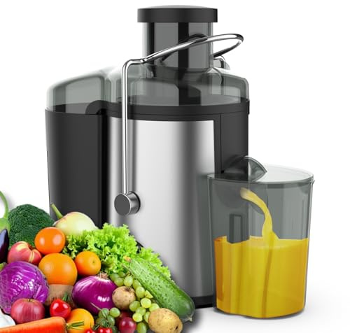 Juicer Machines,600W Centrifugal Juicer for Fruit and Vegetable-Stainless Steel,High Juice Yield Extractor With Anti-drip Dual-Speed,BPA-Free,Easy to Clean With Brush
