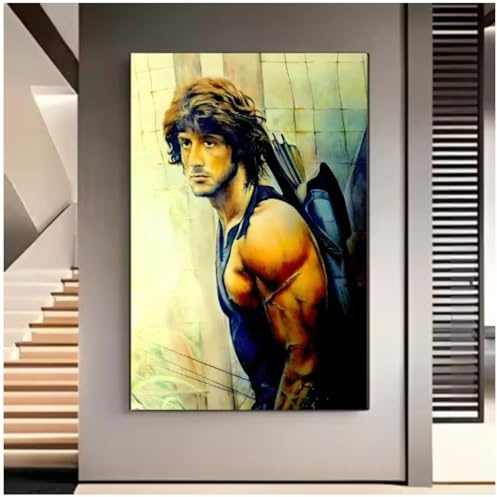 MZOwallpaper Poster Rambo Filmposter „First Blood“ Wandbild Auf Leinwand Für Die Heimdekoration 50 * 70 Cm Rahmenlos