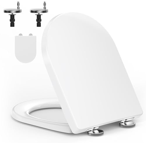 YEAUPE PRO Abattant WC Forme D Fermeture douce Blanc | Polypropylène anti-jaunissement, déclipsable, fixation par le dessus, compatible avec cuvettes forme D WC