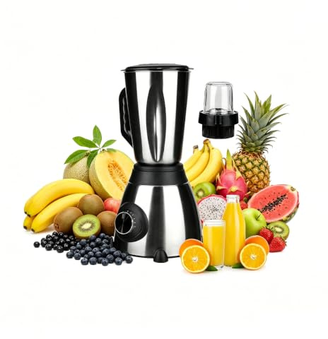Blender Mixeur 1.5L,Bol à Jus En Acier Inoxydable 1000W,Blender Pour Milk-Shake,Jus De Fruits Et Légumes,Blender Portable Pour Sport,Voyage Et Maison (Noir)