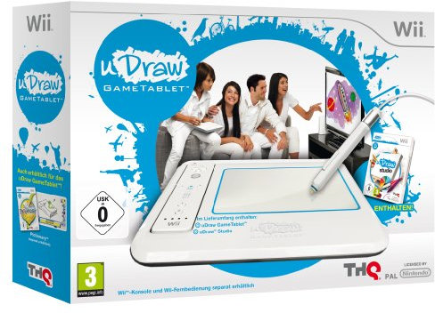 THQ uDraw Gametablet + uDraw Studio - Volante/mando (Wii, Analogico, Con cables, uDraw Studio, Blanco) White