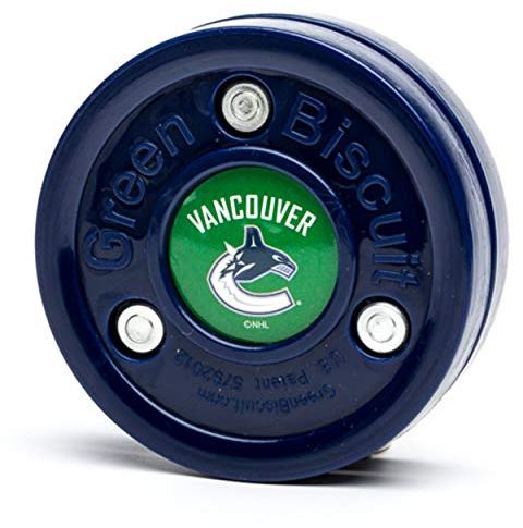 Green Biscuit NHL Pucks - Vancouver Canucks - Hockey Training Puck, Stays Flat, Passing/Handling Street Hockey