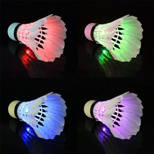 Itian 4pcs LED Leuchten Badminton,Badminton Federbälle Beleuchtung für Sportsaktivitäten