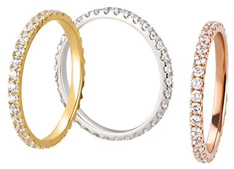 Ardeo Aurum Damenring aus 375 Gold Weißgold mit Zirkonia im Brillant-Schliff Memory-Ring Eternity Vorsteckring