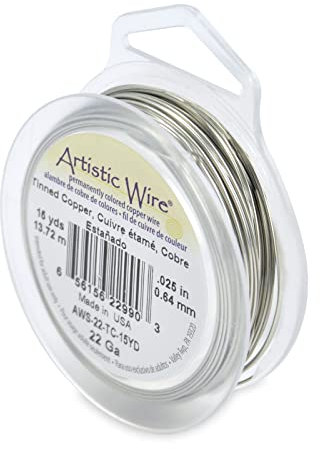 Artistic Wire Tarnish Resistant Craft Wire, Tinned Copper (Silver Color), 22 Gauge, 15 yd