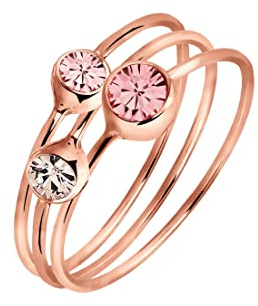Elli Ring Damen Verlobung Motiv Elegant mit Kristallen aus 925 Sterling Silber rose vergoldet