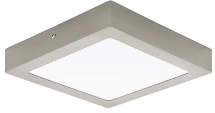 EGLO LED Deckenleuchte Fueva 1, 1 flammige Deckenlampe, Material: Metallguss, Kunststoff, Farbe: Nickel matt, weiß, L: 22,5x22,5 cm, warmweiß