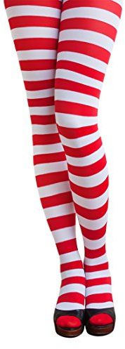 Oblique Unique® Sexy Ringel Strumpfhose - Rot Weiß Gestreift