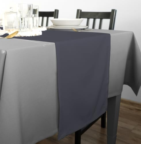 Rollmayer Hochwertiger Tischläufer Tischwäsche Uni einfarbig Pflegeleicht Kollektion Vivid, Farbe & Größe wählbar 21 Farben zur Auswahl, Produkt für den täglichen Gebrauch (Grafit 33, 30x100cm)