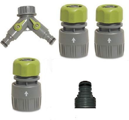 Lot de 5 raccords de dérivation avec 2 régulateurs - Compatible Gardena - Pour tuyau 15 mm et 19 mm (3/4) - Tuyau d'arrosage : raccord de dérivation étanche pour une distribution d'eau facile