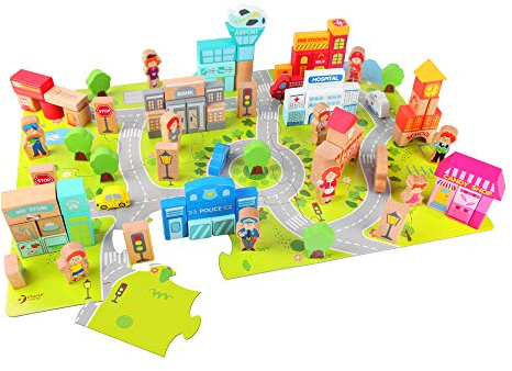 Classic World Houten Blokken Stad, 120dlg.
