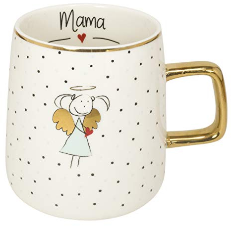 Mea-Living Schutzengel-Tasse MAMA - Kaffeebecher mit goldenen Akzenten, Geschenkidee zum Muttertag