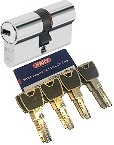 ABUS XP20S Doppelzylinder Länge (a/b) 30/40mm (c=70mm) mit Sicherungskarte und 8 Schlüssel mit Design-Clip, Not-u. Gefahrenfunktion und SKG** Bohrschutz