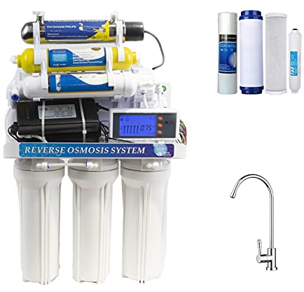 DC Solution | Depuratore Acqua Osmosi Invera 8 Stadi con Lampada UV | Purificatore domestico per acqua potabile dal rubinetto di casa