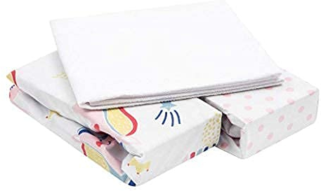 FlyIdeas 3-teiliges Spannbettlaken-Set für Next to Me Beistellbett – 2 Spannleintücher & 1 Wasserdichter Matratzenschoner, 83x50 cm – 100% Baumwolle, Atmungsaktiv & Hypoallergen