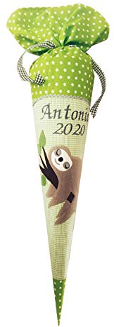 Glückspilz Schultüte I Faultier I Zuckertüte mit Namen personalisiert I Grün (Schultüte)